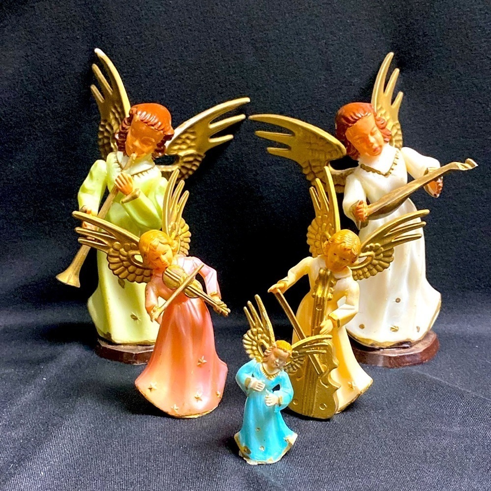 Vintage Christmas Angels figurines mcm Christmas decor 50s home decor prop - Picture 12 of 12